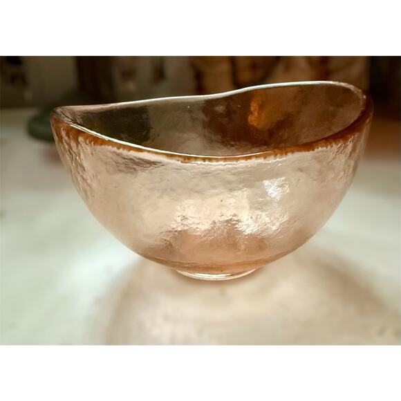 John Gilmor Glassworks Signed Copper Wave Textured Glass Bowl RARE Art Glass - Picture 2 of 10
